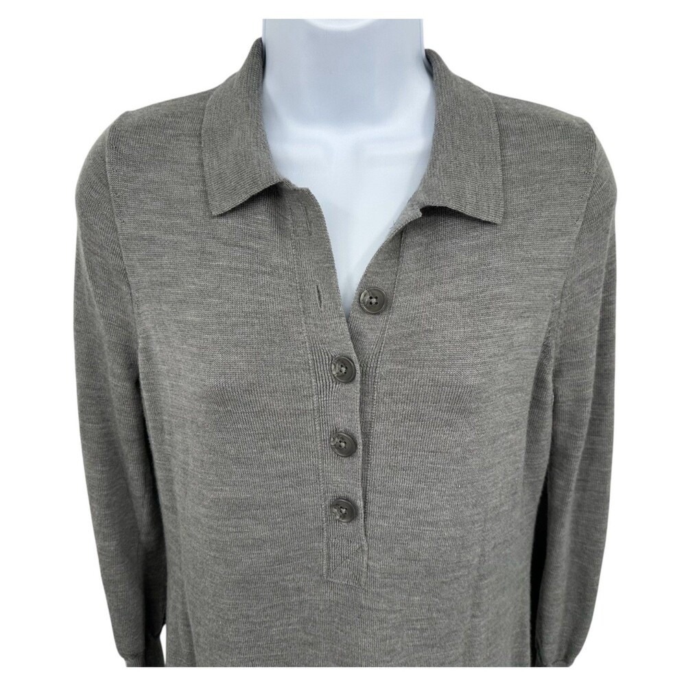 J.CREW Midi Sweater Dress Gray Merino Wool Long Sleeve Collared Women's XSmall - Picture 9 of 11